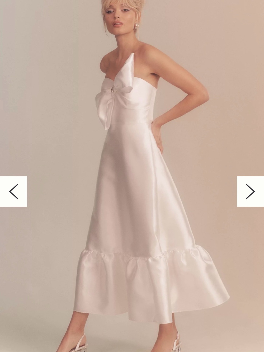 Anthropologie Hutch Strapless Crystal Bow-Tie Midi Dress Bridal